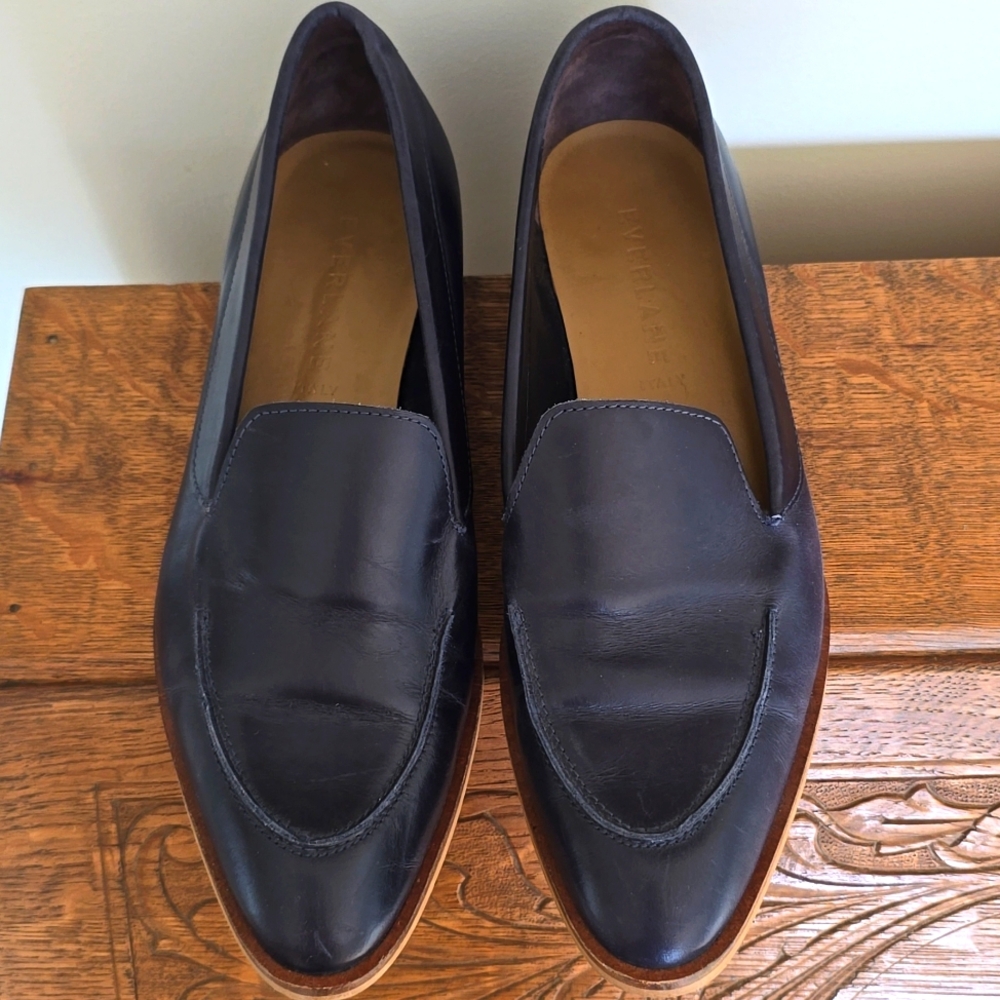 Everlane Italy Modern Day Loafer Leather Size 11 Pointed Toe Flats Quiet Luxury - Picture 2 of 6